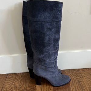 *worn twice Louboutin blue/grey suede stacked heel boots